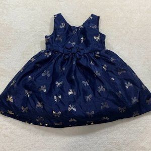 Gymboree | Navy Sleeveless Dress w Gold Bows